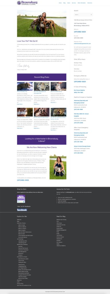 Brownsburg Animal Clinic January 2021 Home Page Redesign