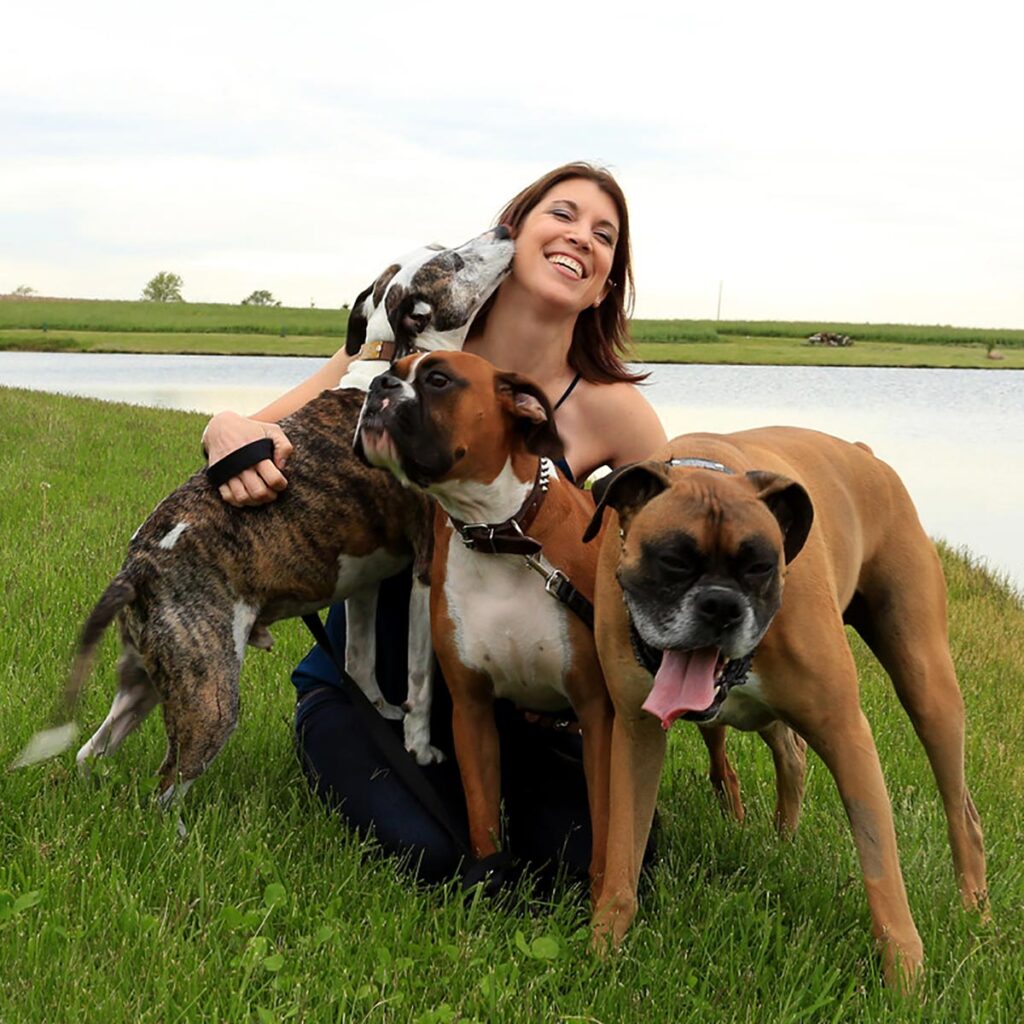 Brownsburg Animal Clinic owner Timea H. Brady, DVM, and her dogs