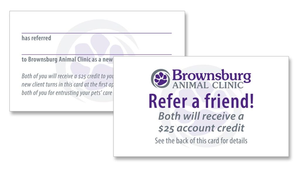 Brownsburg Animal Clinic 'Refer a friend' card