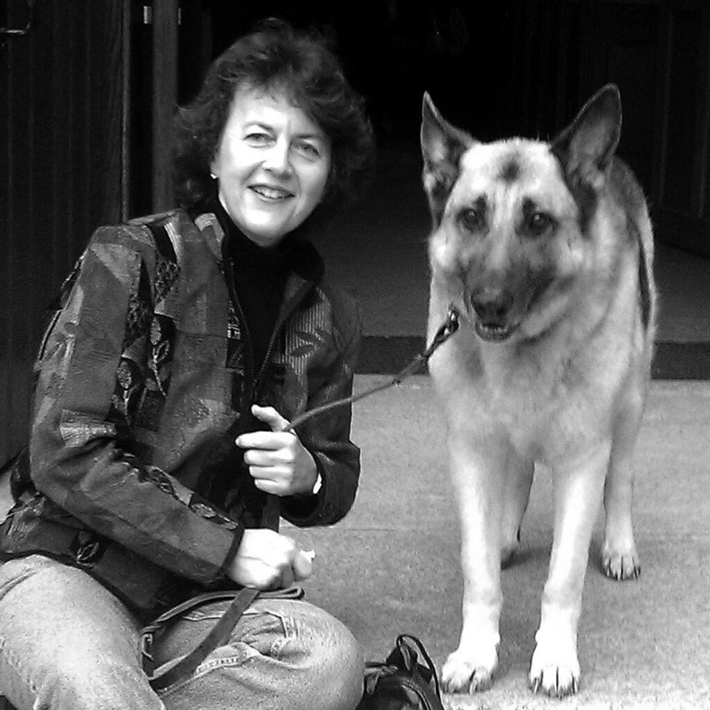 Kerry Nesbit with her German shepherd dog Jack