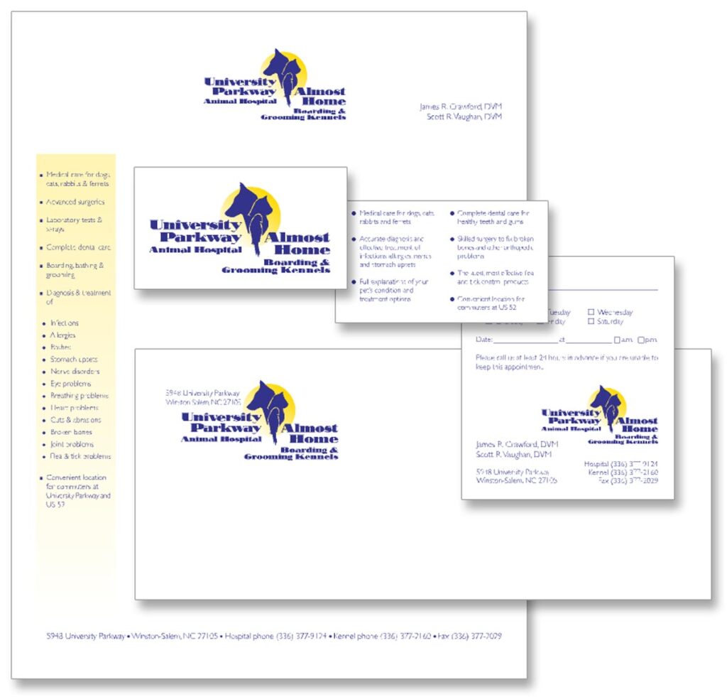 University Parkway Animal Hospital Logo and stationery